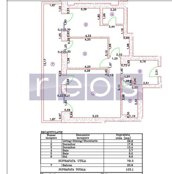 VANZARE APARTAMENT 80MP | 3 CAMERE | MOBILAT-UTILAT LUX | TERASA 24MP - 1