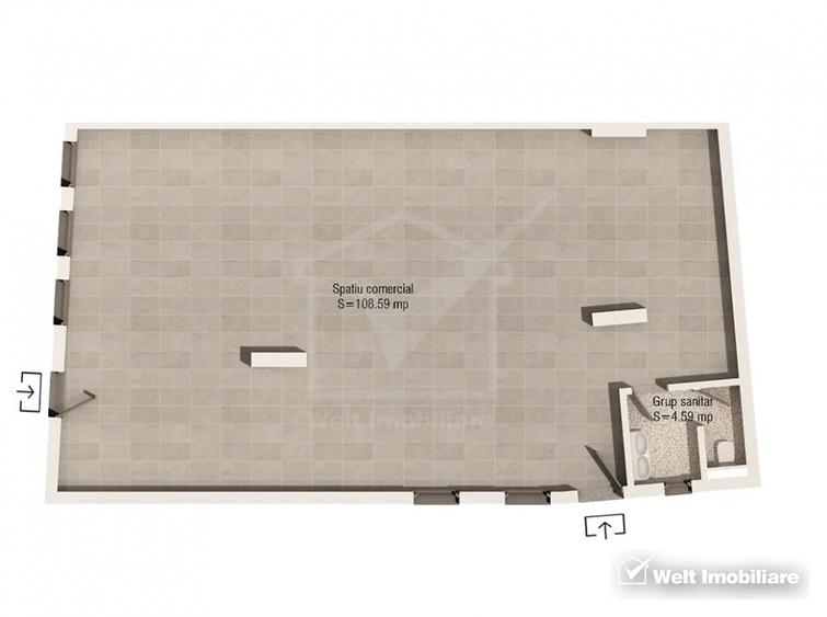 Spatiu comercial 240 mp, H=5,2m, zona Parcul Central
