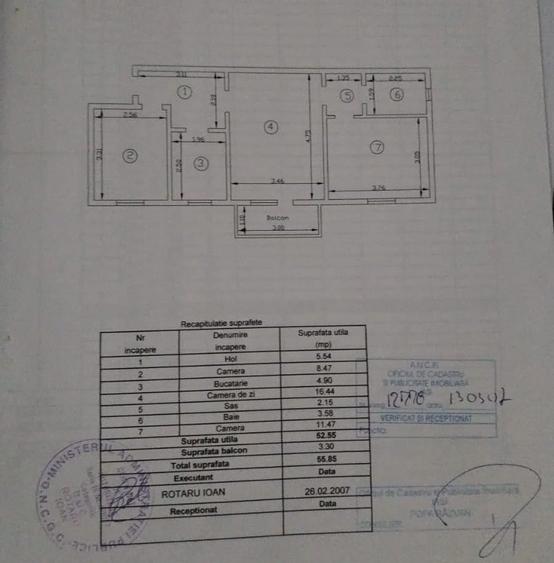 Apartament 3 camere, etajul 3/4, zona Pacurari