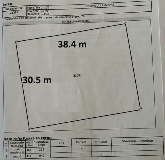 Lot de casa imprejmuit (1163 mp) cu deschidere la 2 strazi