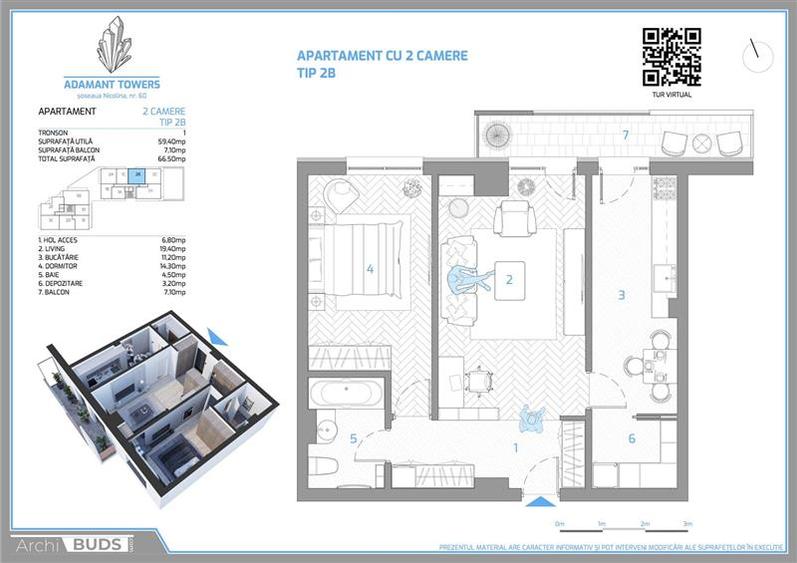 Apartament premium cu 2 camere | Adamant Tower - Rond CUG (peste drum de Selgros