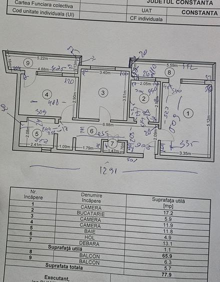 Apartament 3 camere decomandat - Tomis Nord/Tic-Tac - 110.000 euro(Cod E6)