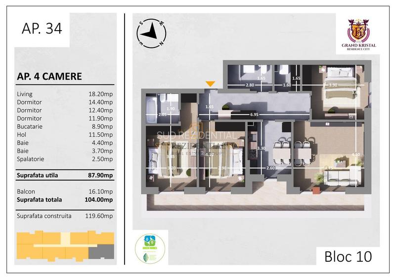 Apartament 4 camere de vanzare, terasa generoasa, zona Metalurgiei - 1
