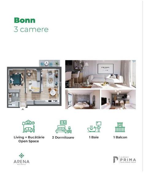 Apartament cu 3 camere nou tip Bonn de vanzare in Prima Arena - Oradea - 2
