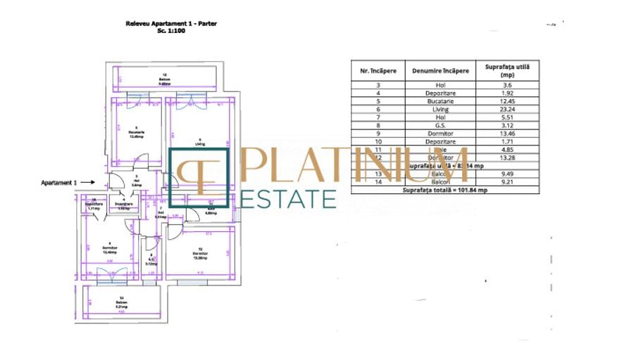 P5027 Apartament DECOMANDAT cu 3 camere zona LAC DUMBRAVITA