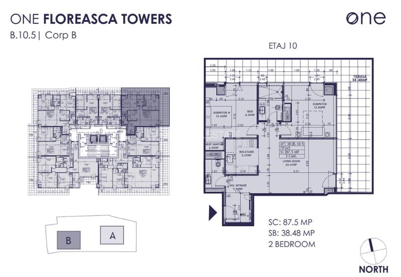 VANZARE 3 CAMERE // ONE FLOREASCA TOWERS // DIRECT DEZVOLTATOR - 1