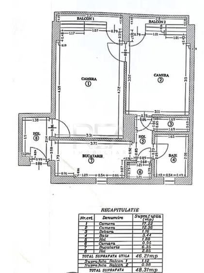 2 camere Piața Romană, et. 2, metrou, 48 mp, U3