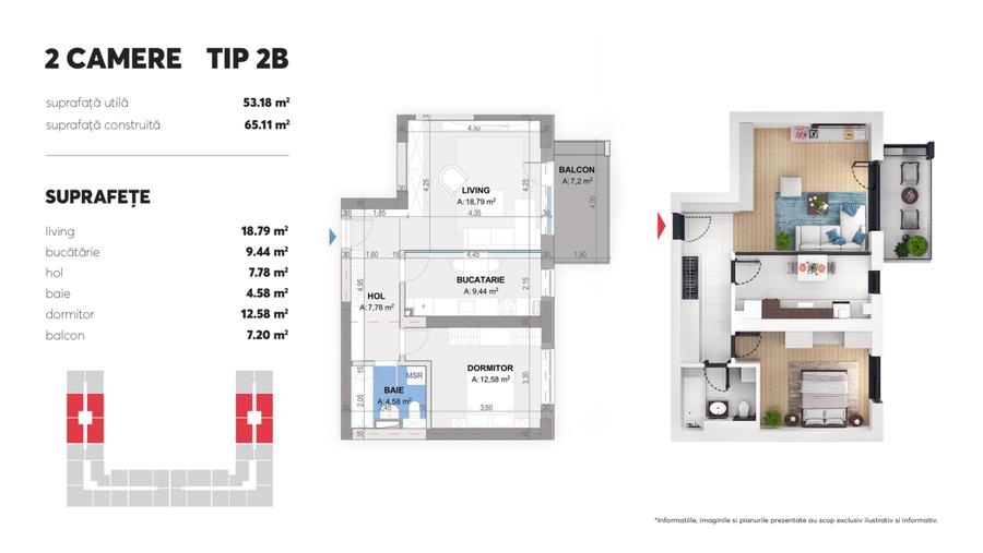Apartament 2 camere tip B Plaza Residence Faza 6
