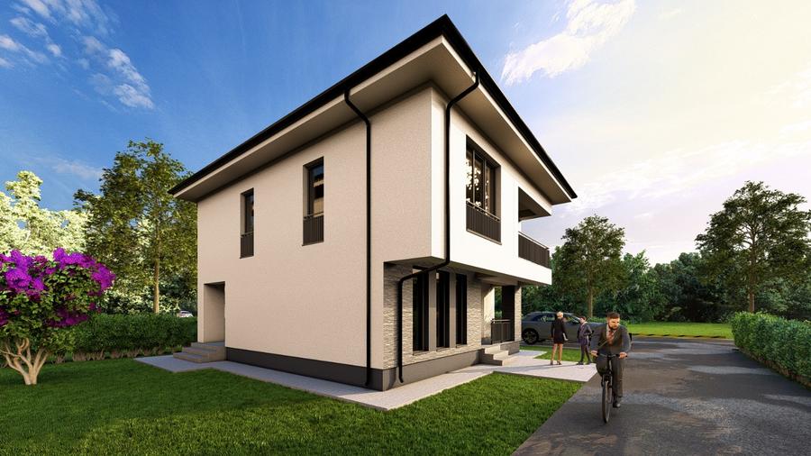 Casă nouă 4 camere Bolintin Vale – încălzire în pardoseală, teren 320 mp, terasă
