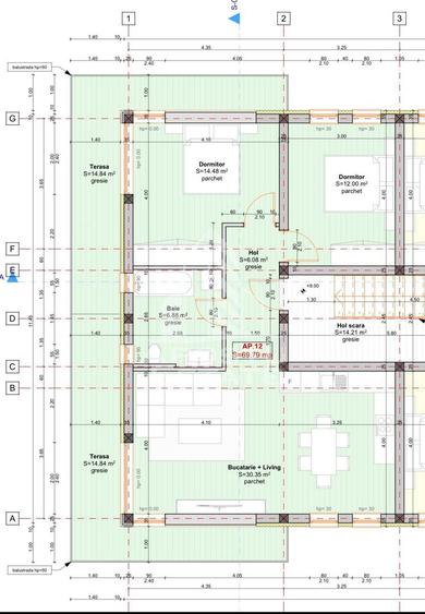 Apartament tip penthouse cu 3 camere si terasa de 30 mp in Braytim
