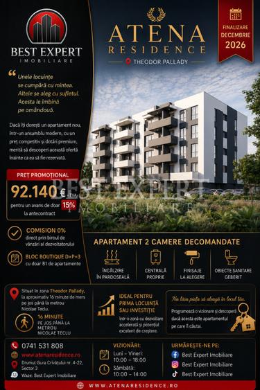 2 Camere | BONUS Parcare la orice avans | Direct Dezvoltator | Comision 0%