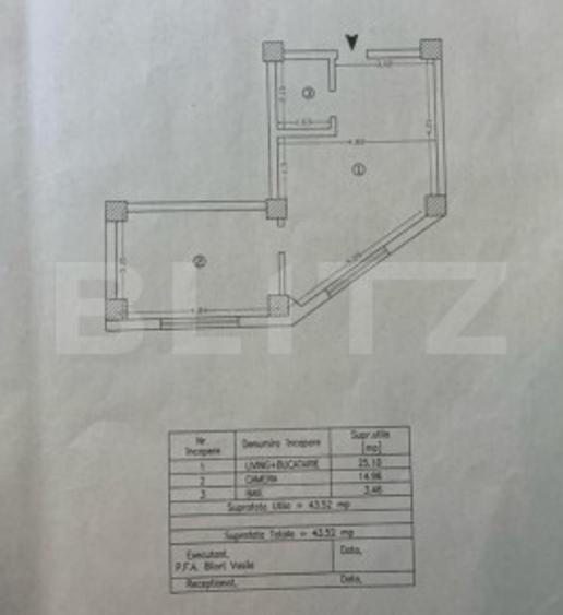 Apartament 2 camere, 43.52 mp, zona Rond Copou