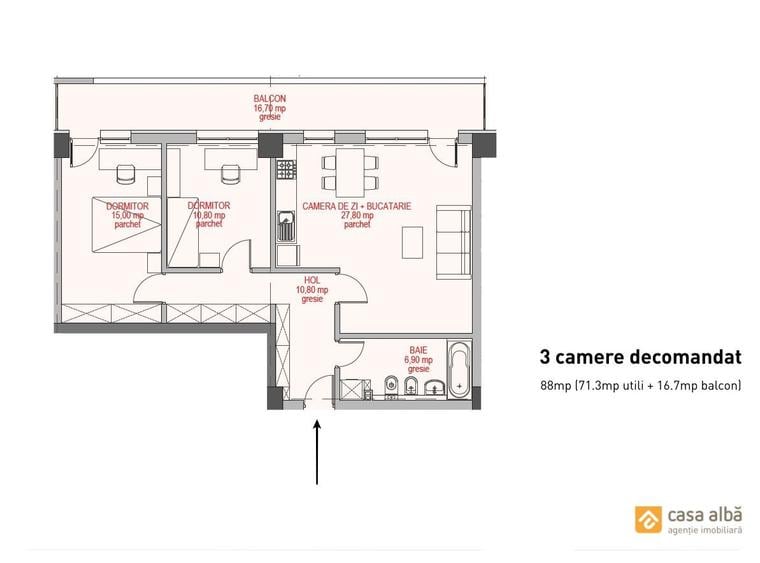 Copou - Mihail Sadoveanu, 3 camere decomandat, modern