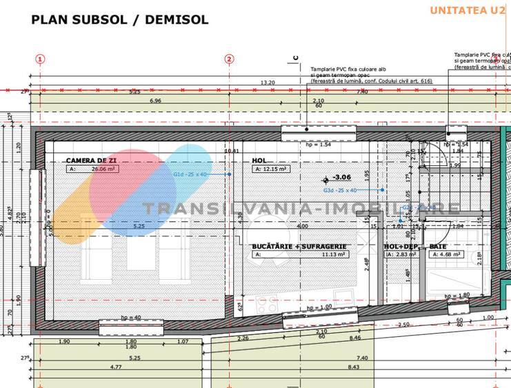 Casă cuplată, 122 mp utili+curte privată 300 mp | Demisol + Parter | Semifinisat