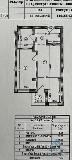 Apartament tip Studio - 39.6 mp - Mutare imediata - Str. Amurgului
