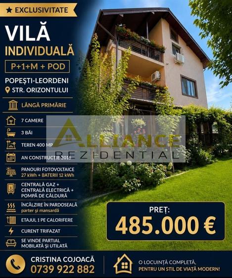 Vila Individuala 7 camere Popesti Leordeni 400 mp teren 240 MPU