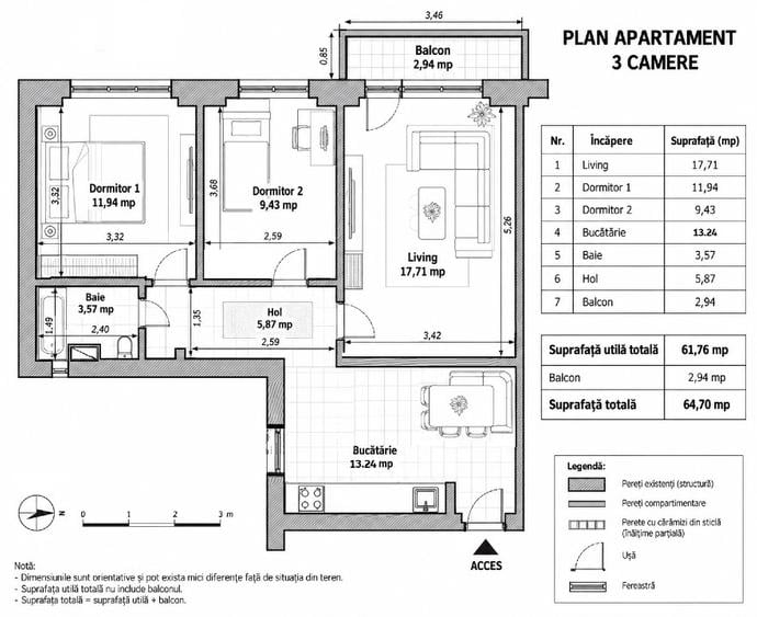 Vanzare apartament 3 camere, metrou Lujerului, renovat si reabilitat recent