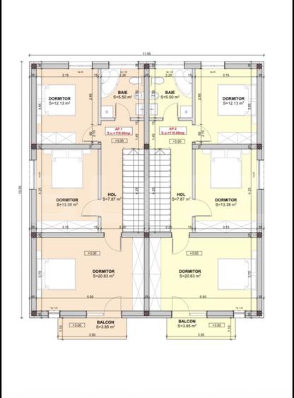 Casa tip duplex, 5 camere, 2 bai, teren 300 mp, Giroc