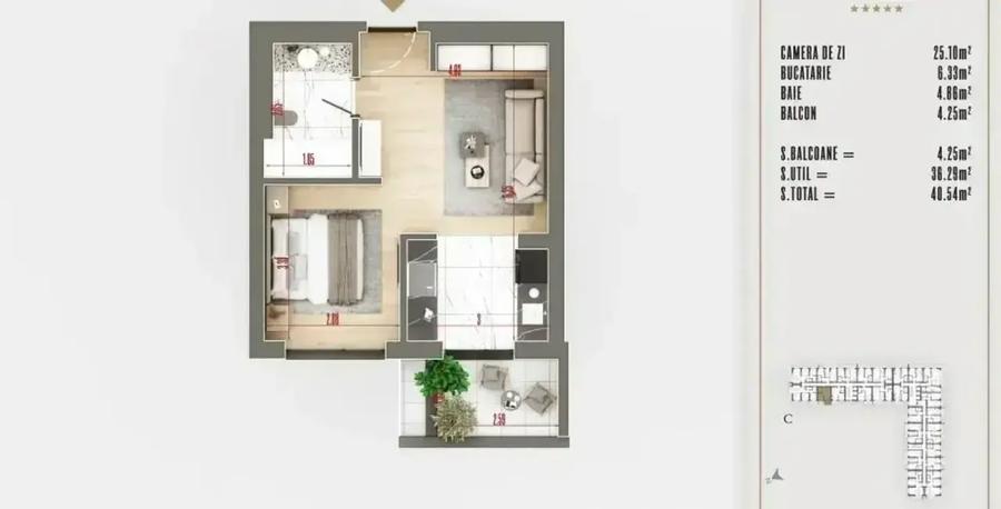 Garsoniera Bloc Nou | Finisaje premium | 41 mp | Parcul Teilor