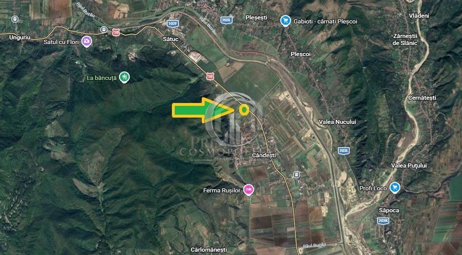 Teren in zona Candesti BZ 6400mp cu deschidere 12m la DN10 Pret: 5 mp neg