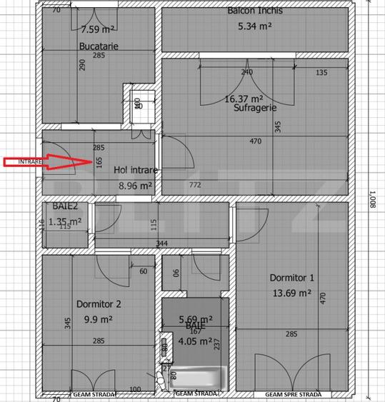 Apartament 3 camere, 65 mp, decomandat, 2 bai, zona Primăverii, Manastur