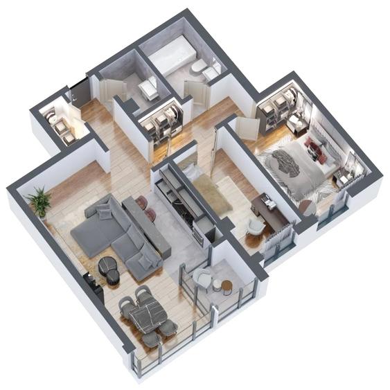 Bloc Nou Lidl Dacia, apartament 3 camere 83 mp, 172.900 euro - pret PROMOTIONAL