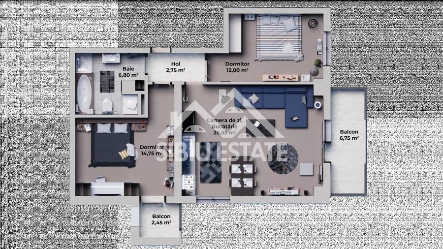 Apartament modern 3 camere, parcare, Calea Surii Mici,Sibiu