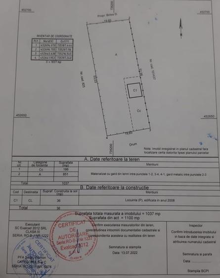 De vanzare teren si anexa in com Vanatori, Jud.Galati, sup.1100mp cu utilitati