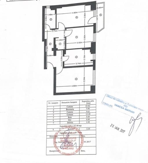 3 camere- Pacurari Alphabank - 65 mp- etaj 6- 155000 euro