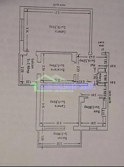 Apartament 2 camere de vanzare zona Poarta 6, CENTRALA GAZ
