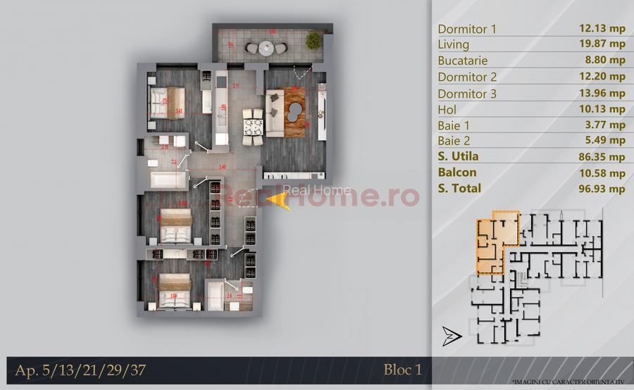 Apartament cu 4 camere Panouri Fotovoltaice Geam Baie Th. Pallady N. Teclu - 1