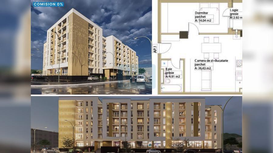 Apartament 2 camere, 55.35mpc, etaj 1, lift, Comision 0%
