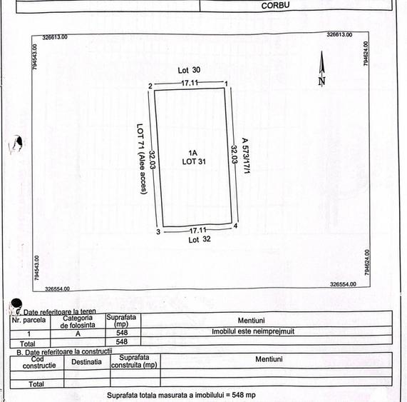 Teren intravilan 548 mp in Corbu, ideal pentru investitie