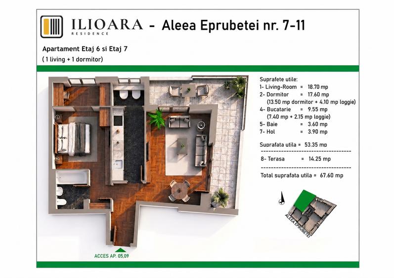 2 camere, 67.60 mp utili, 500 m metrou Nicolae Grigorescu (Ilioara), Park Lake