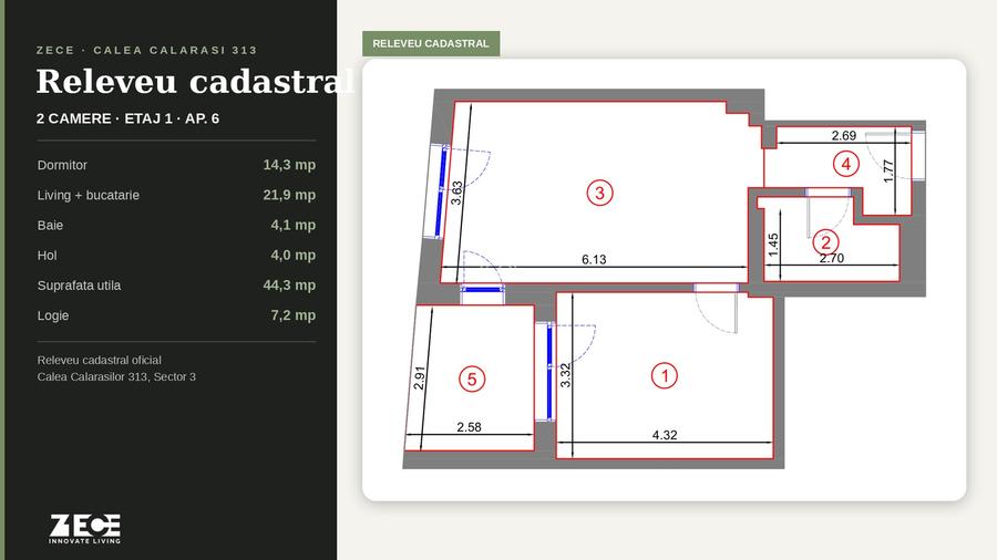 Apartament 2 Camere de Vanzare - Bloc Nou - ZECE Innovate Living - 2