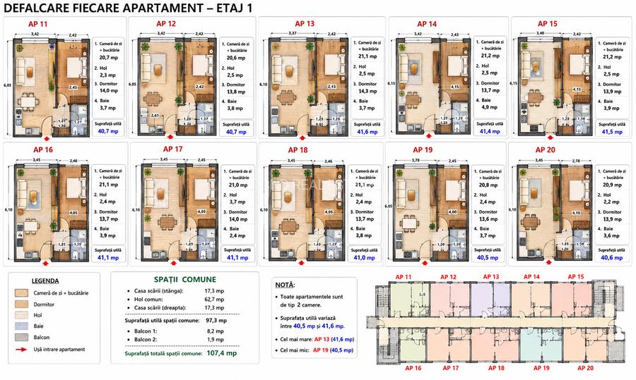 Apartament 2 camere -42 mp- Etaj 1-Strada Laminorului-Targoviste-Comision 0% - 1