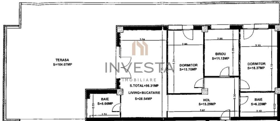 Penthouse modern 98 mp cu terasa spectaculoasa de 104 mp, zona Marasti