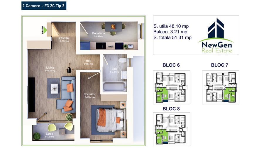 NOVA MEHALA, APARTAMENTE Tip 2C F3 / 2