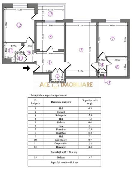 3 Camere de vanzare | Pantelimon |Mega Mall | Bloc reabilitat |an 1982 - 3