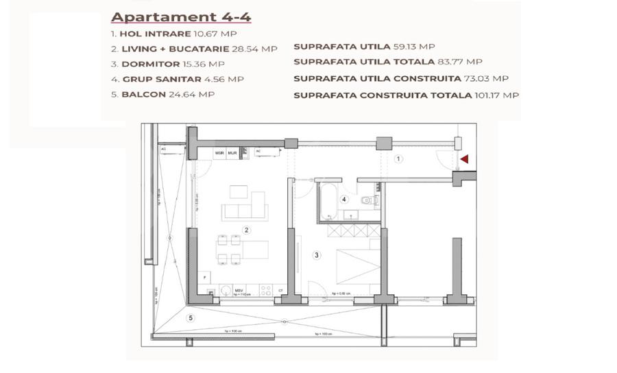Apartament 2 camere, 83.77 mp intr-un ansamblu cu 0% Comision la Achiziție - 2