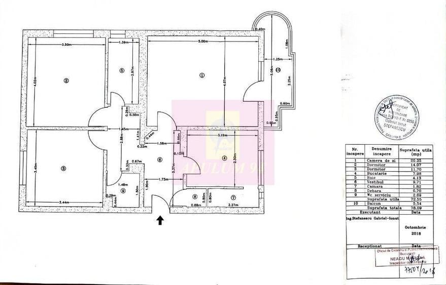 Apartament 3 camere bd Unirii adiacent