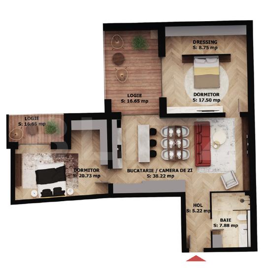 Apartament cu 3 camere în EAS Residence | 2 logii