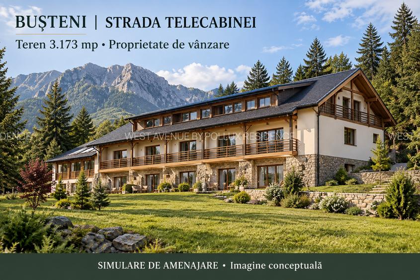 Teren 3.173 mp cu construcții existente în Bușteni – Strada Telecabinei