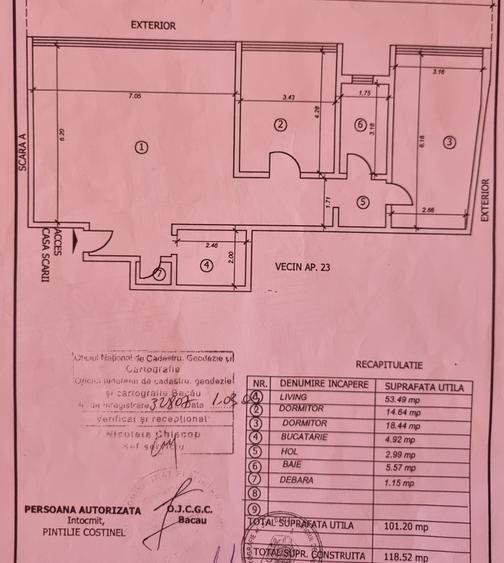 Apartament-spectacol/ 101 mp utili/ living de 54 mp! Unic în Bacău!