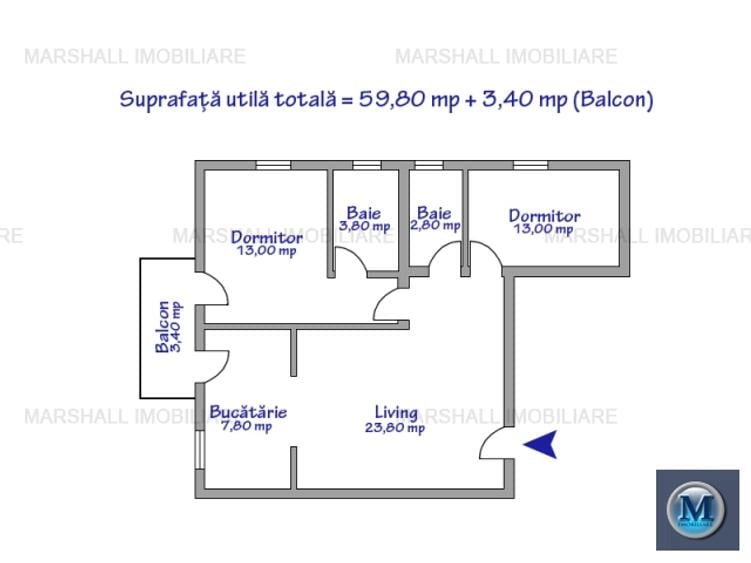 Apartament 3 camere de vanzare in Paulesti, 63.2 mp #16568
