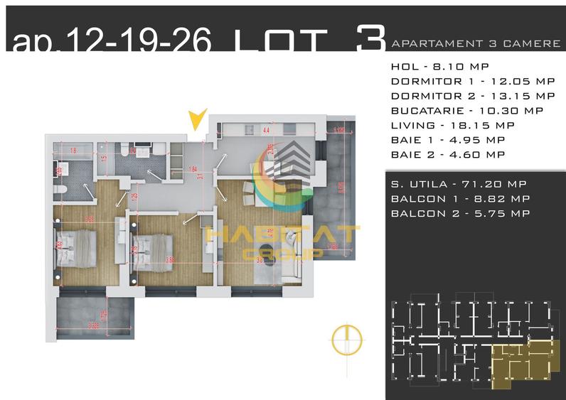 Pallady 3 camere decomandat 86 mp 15 min.metrou N.Teclu
