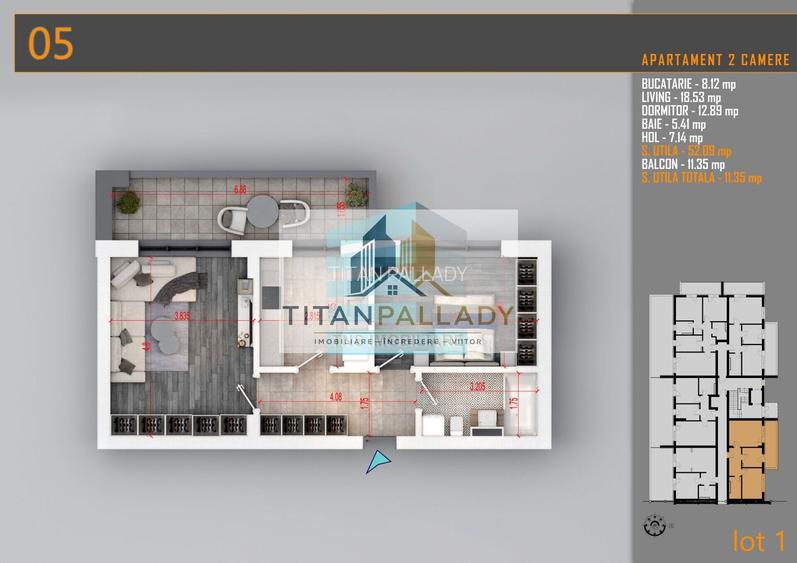Apartament 2 Camere, 64 Mp,Titan - Pallady - Ozana - 5