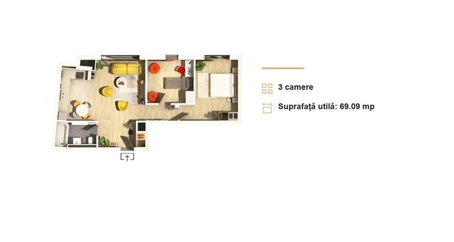 Apartament 3 camere in apropiere de Parcul Central