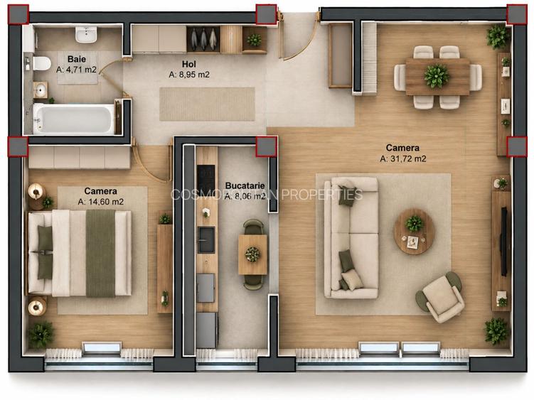 Mansarda | 2 Camere | 1058 €/mp | Bloc nou | Braytim | Comision 0 - 16