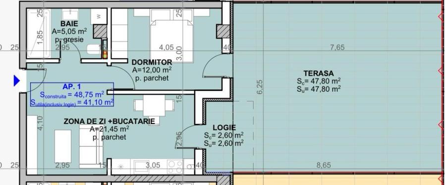 Apartament 2cam cu terasa generoasa zona centru vechi